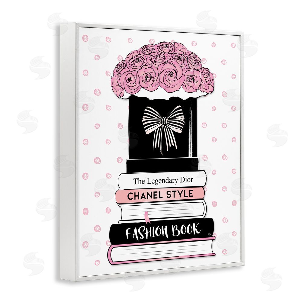 Martina Pavlova Polka Dot Fashion Bookstack White Framed Giclee Wall Art Print