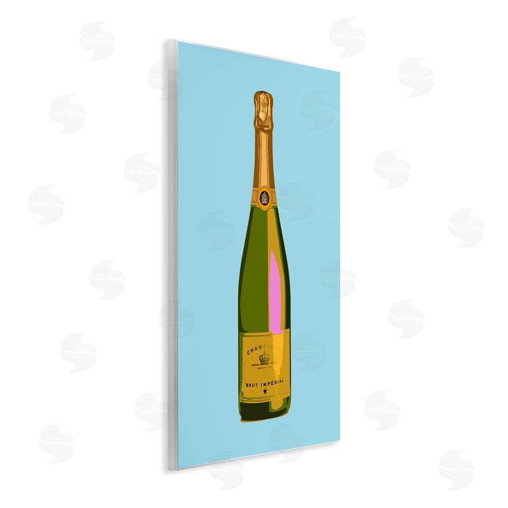 House of Lulu Champagne Bottle on Blue Wall Plaque Art Print