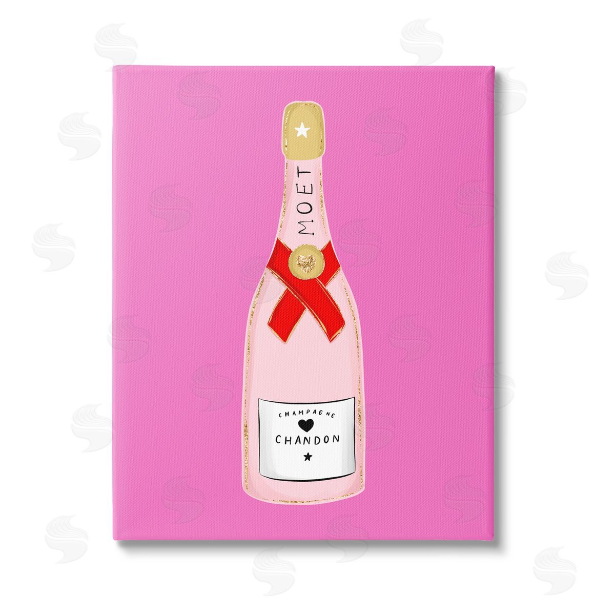 House of Lulu Fun Pink Champagne Stretched Canvas Wall Art Print