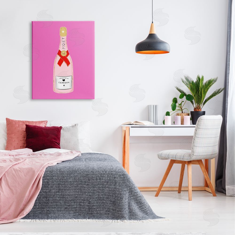 House of Lulu Fun Pink Champagne Canvas Wall Art Print in Room