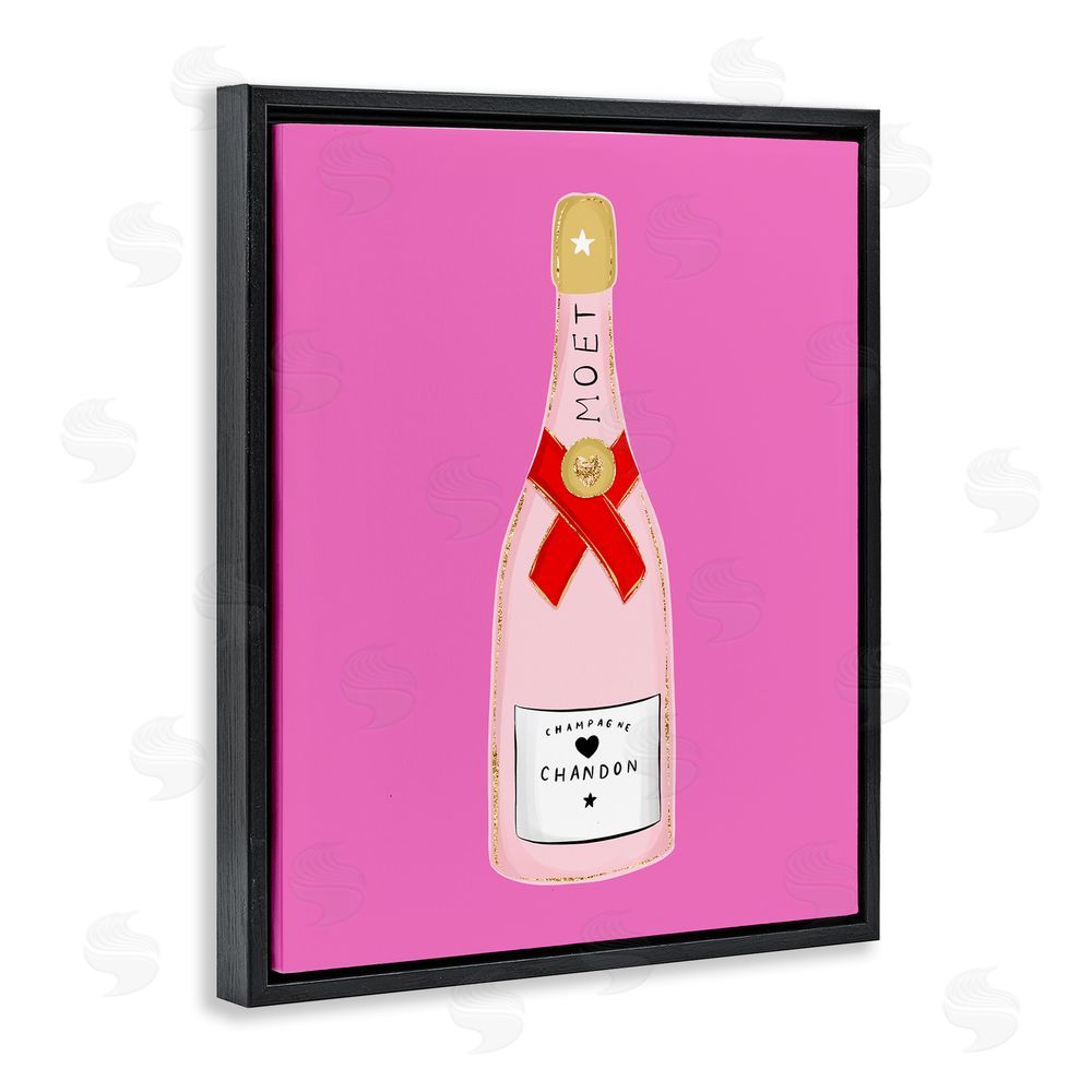 House of Lulu Fun Pink Champagne Black Floating Frame Canvas Wall Art Print