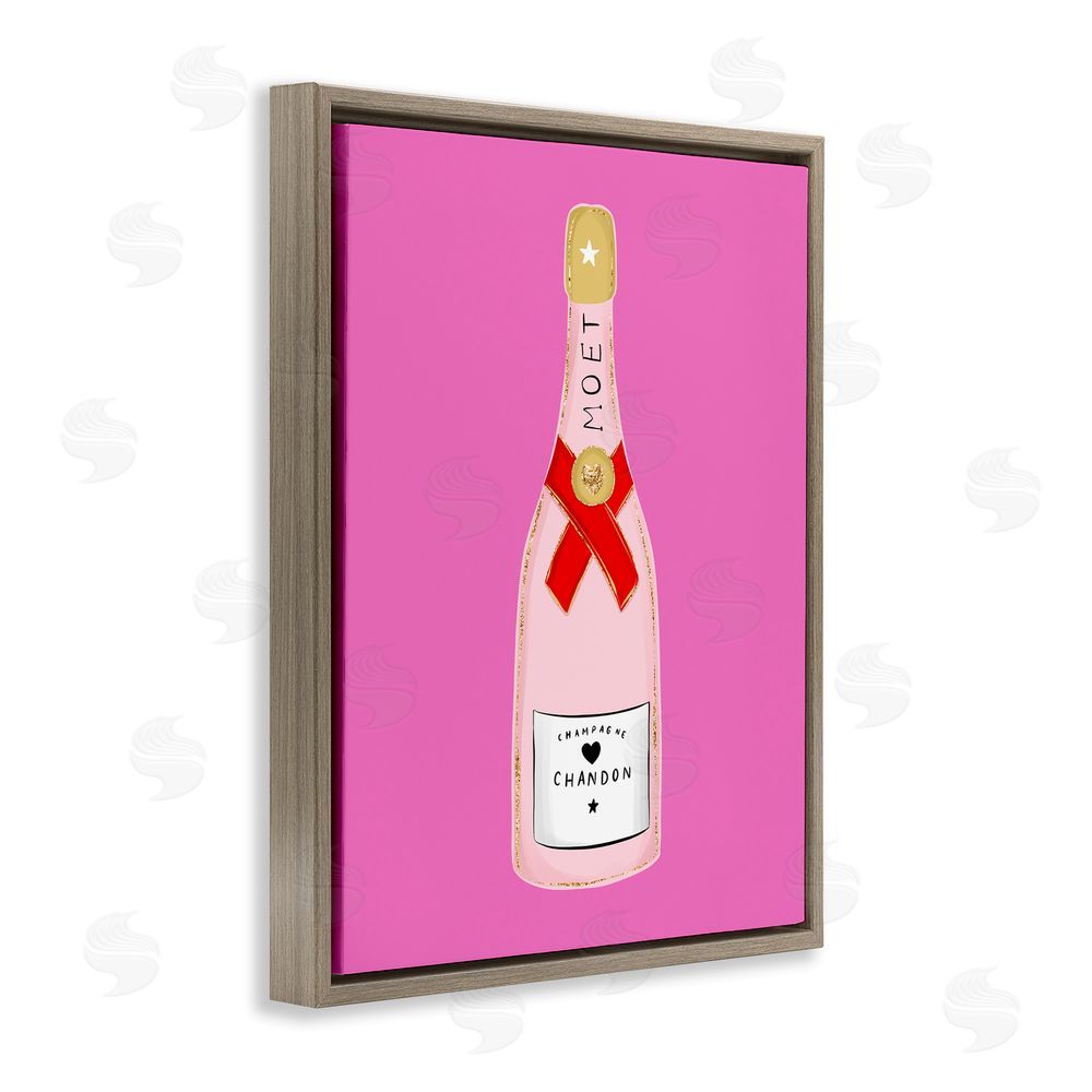 House of Lulu Fun Pink Champagne Brown Floating Frame Canvas Wall Art Print