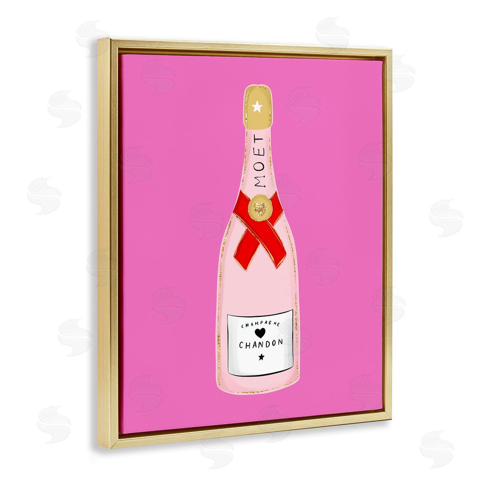 House of Lulu Fun Pink Champagne Gold Floating Frame Canvas Wall Art Print