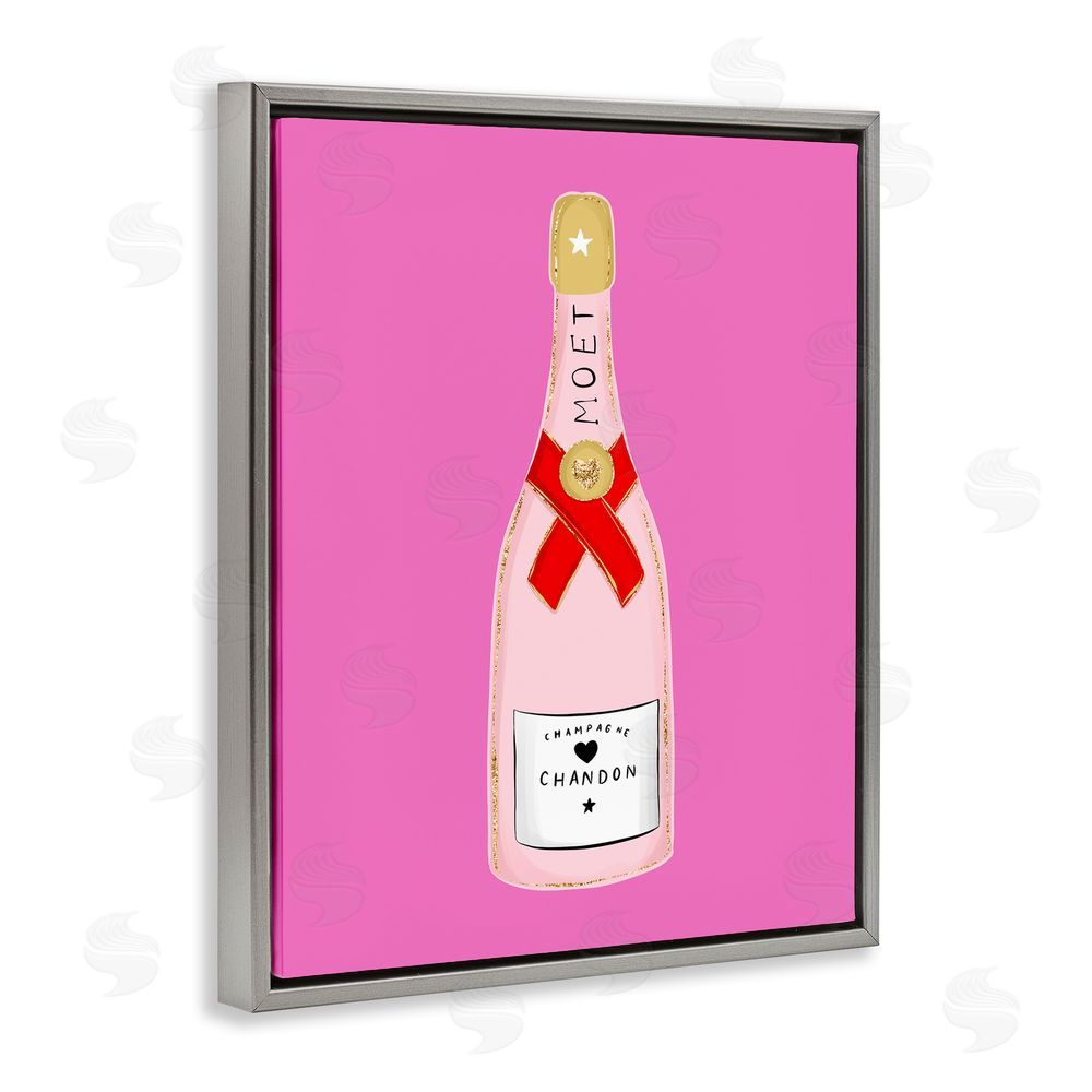 House of Lulu Fun Pink Champagne Grey Floating Frame Canvas Wall Art Print
