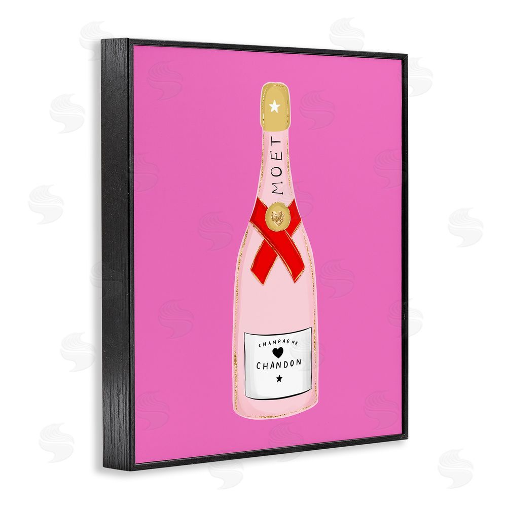 House of Lulu Fun Pink Champagne Black Framed Giclee Wall Art Print