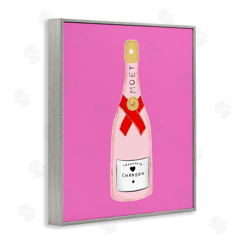 House of Lulu Fun Pink Champagne Gray Framed Giclee Wall Art Print