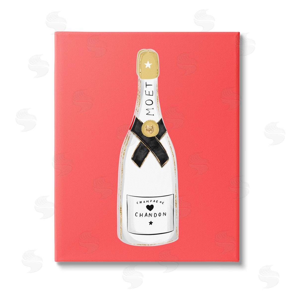 House of Lulu Champagne on Red Stretched Canvas Wall Art Print