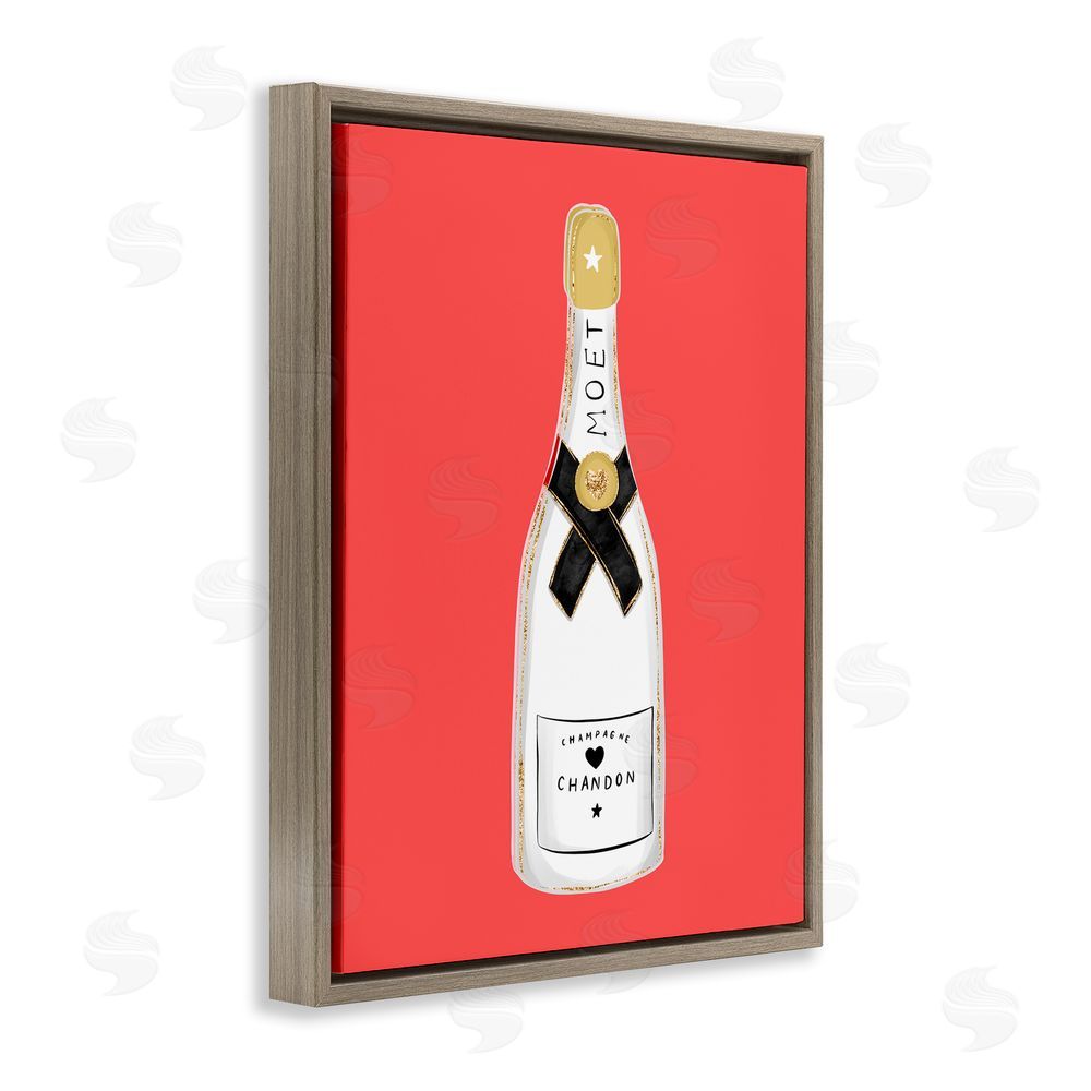 House of Lulu Champagne on Red Brown Floating Frame Canvas Wall Art Print