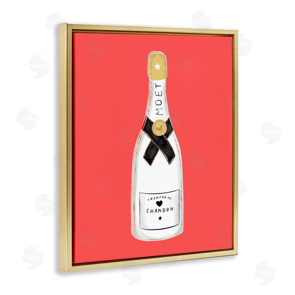 House of Lulu Champagne on Red Gold Floating Frame Canvas Wall Art Print