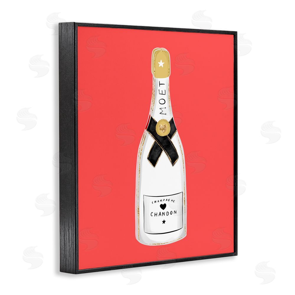 House of Lulu Champagne on Red Black Framed Giclee Wall Art Print