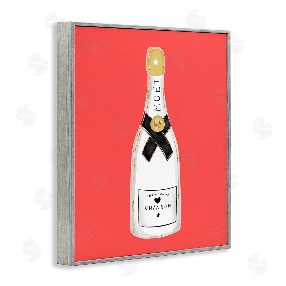 House of Lulu Champagne on Red Gray Framed Giclee Wall Art Print