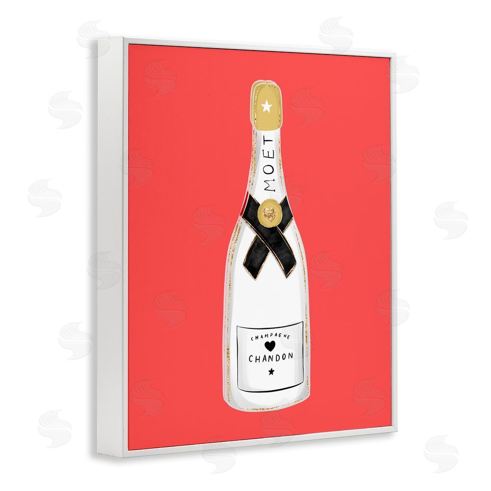 House of Lulu Champagne on Red White Framed Giclee Wall Art Print