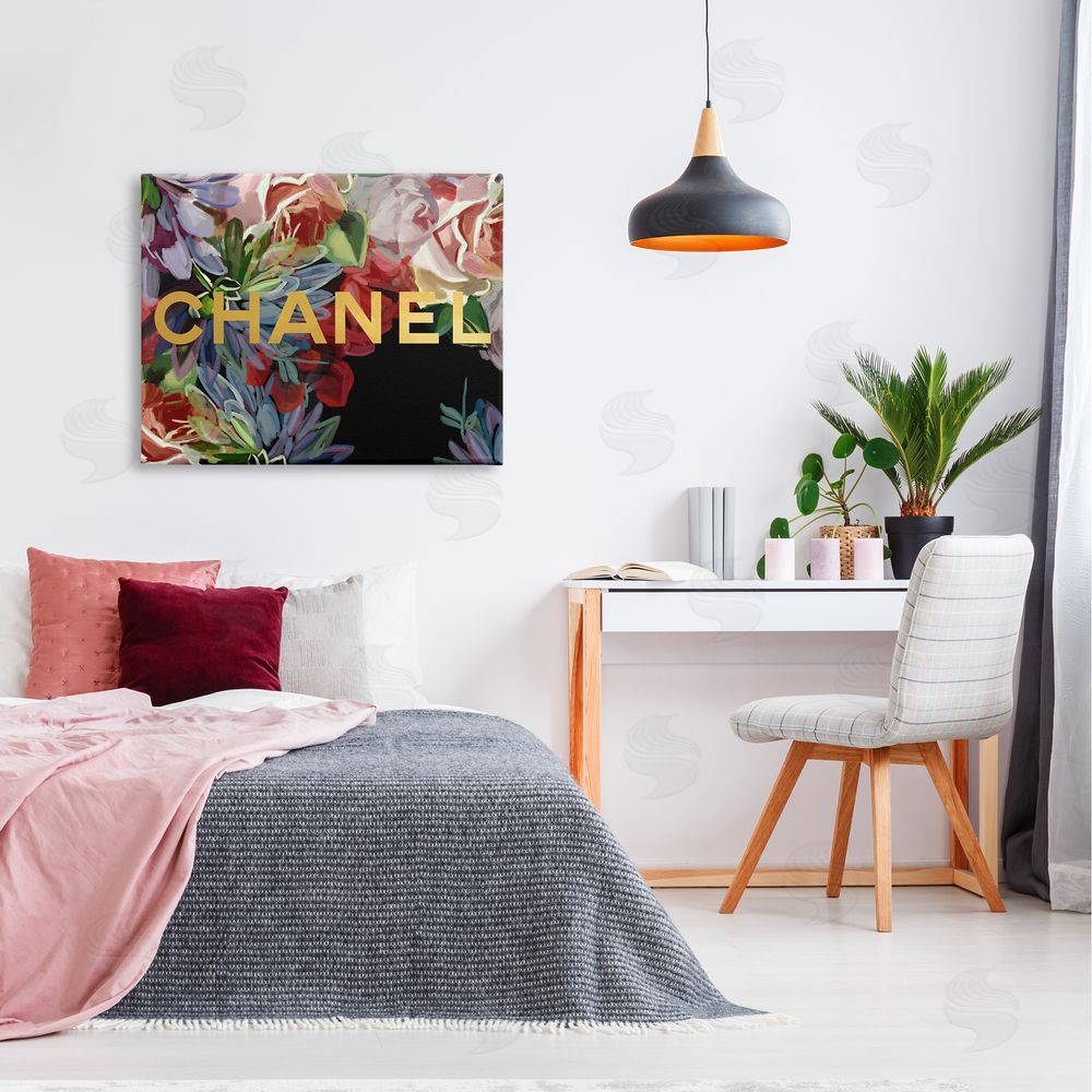 Amelia Noyes Flower Patterned Glam Brand Canvas Wall Art Print in Room