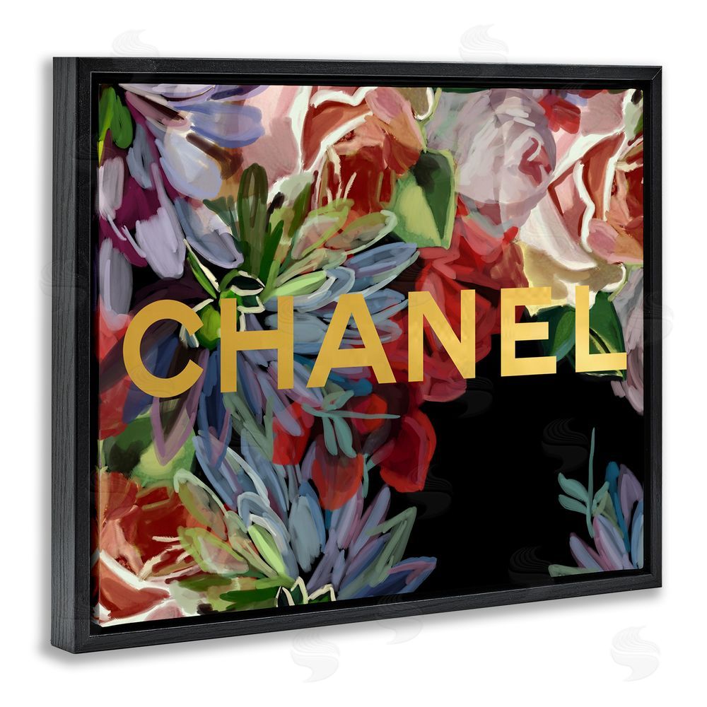 Amelia Noyes Flower Patterned Glam Brand Black Floating Frame Canvas Wall Art Print