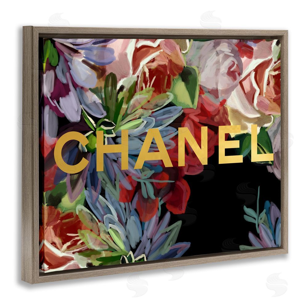 Amelia Noyes Flower Patterned Glam Brand Brown Floating Frame Canvas Wall Art Print