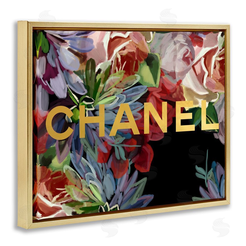 Amelia Noyes Flower Patterned Glam Brand Gold Floating Frame Canvas Wall Art Print