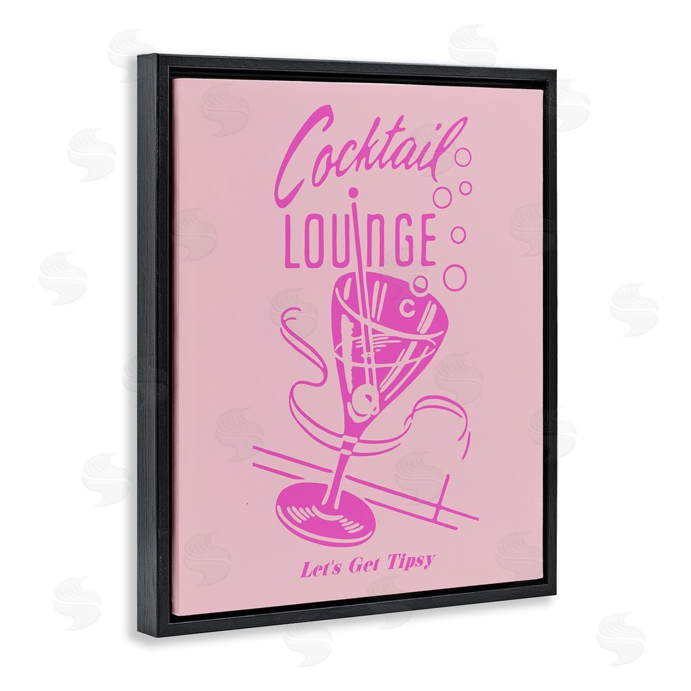 House of Lulu Pink Cocktail Lounge Black Floating Frame Canvas Wall Art Print