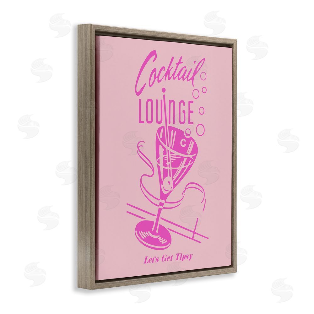 House of Lulu Pink Cocktail Lounge Brown Floating Frame Canvas Wall Art Print