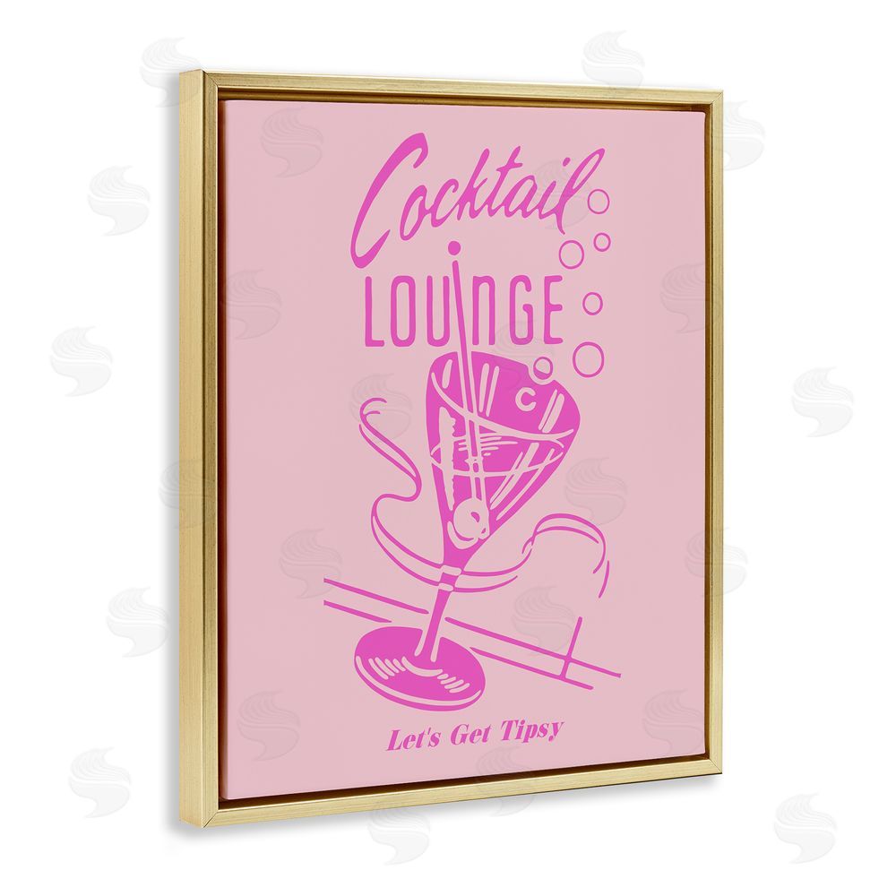 House of Lulu Pink Cocktail Lounge Gold Floating Frame Canvas Wall Art Print