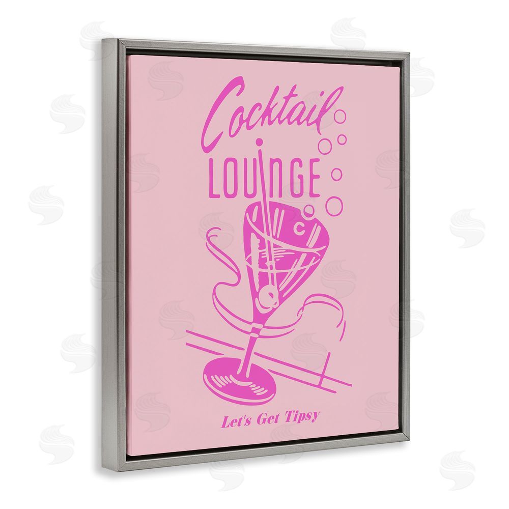 House of Lulu Pink Cocktail Lounge Grey Floating Frame Canvas Wall Art Print
