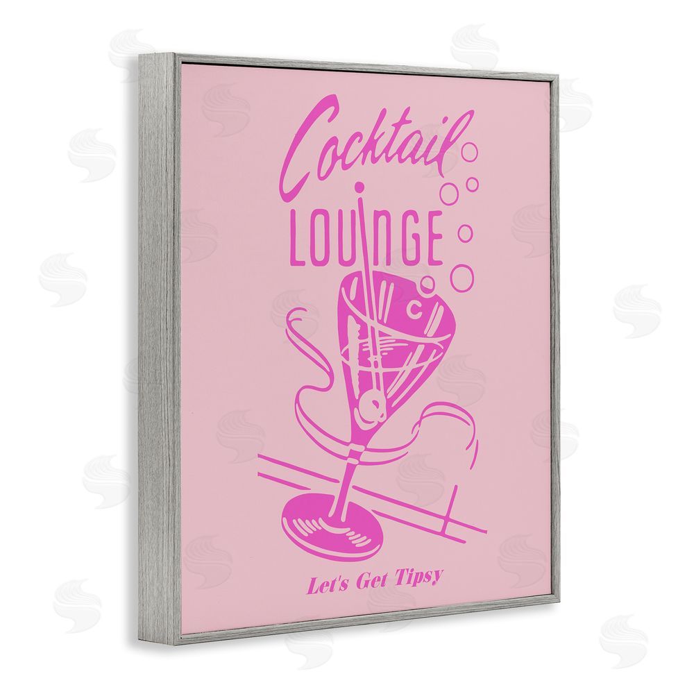 House of Lulu Pink Cocktail Lounge Gray Framed Giclee Wall Art Print