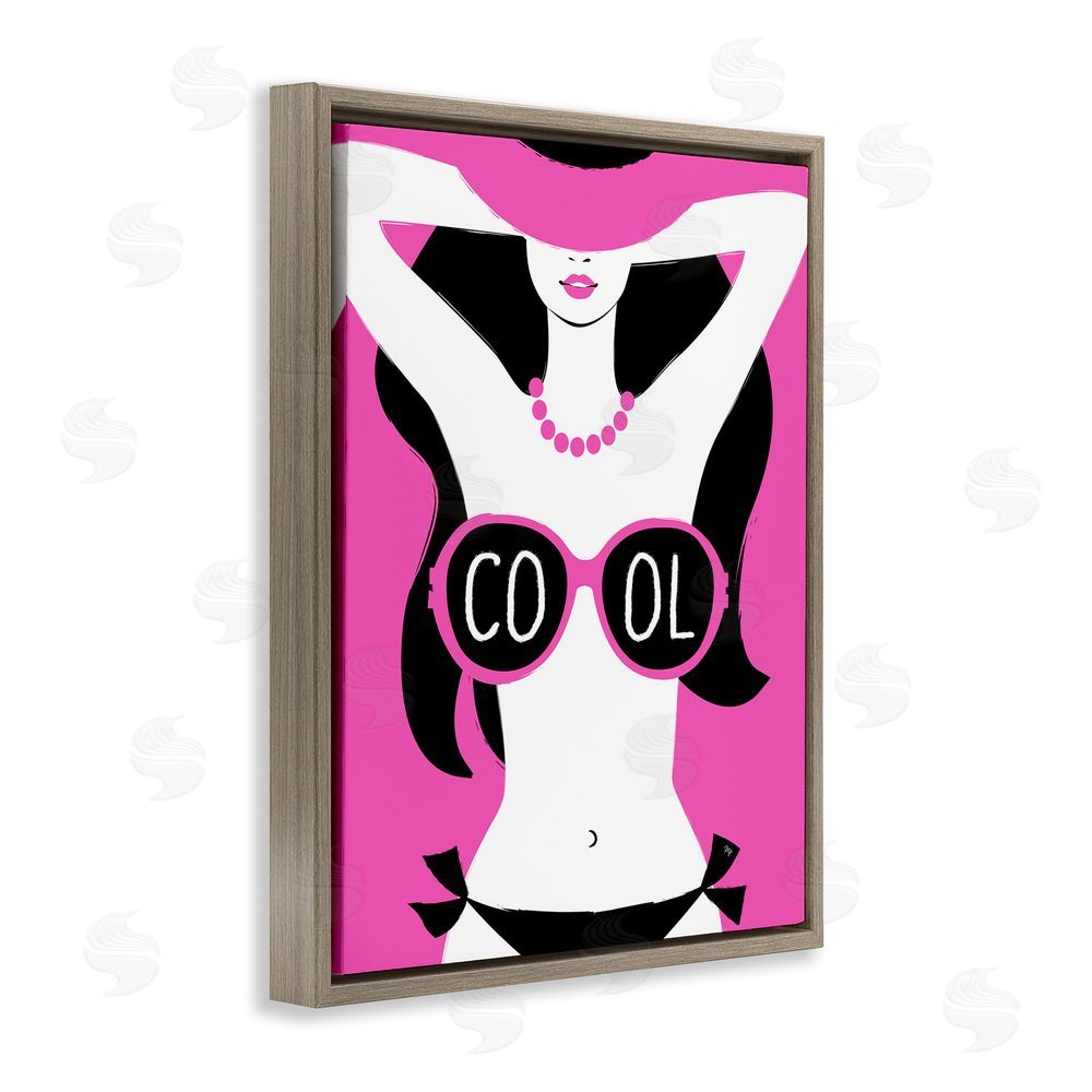 Martina Pavlova Cool Sunglasses Woman Phrase Brown Floating Frame Canvas Wall Art Print