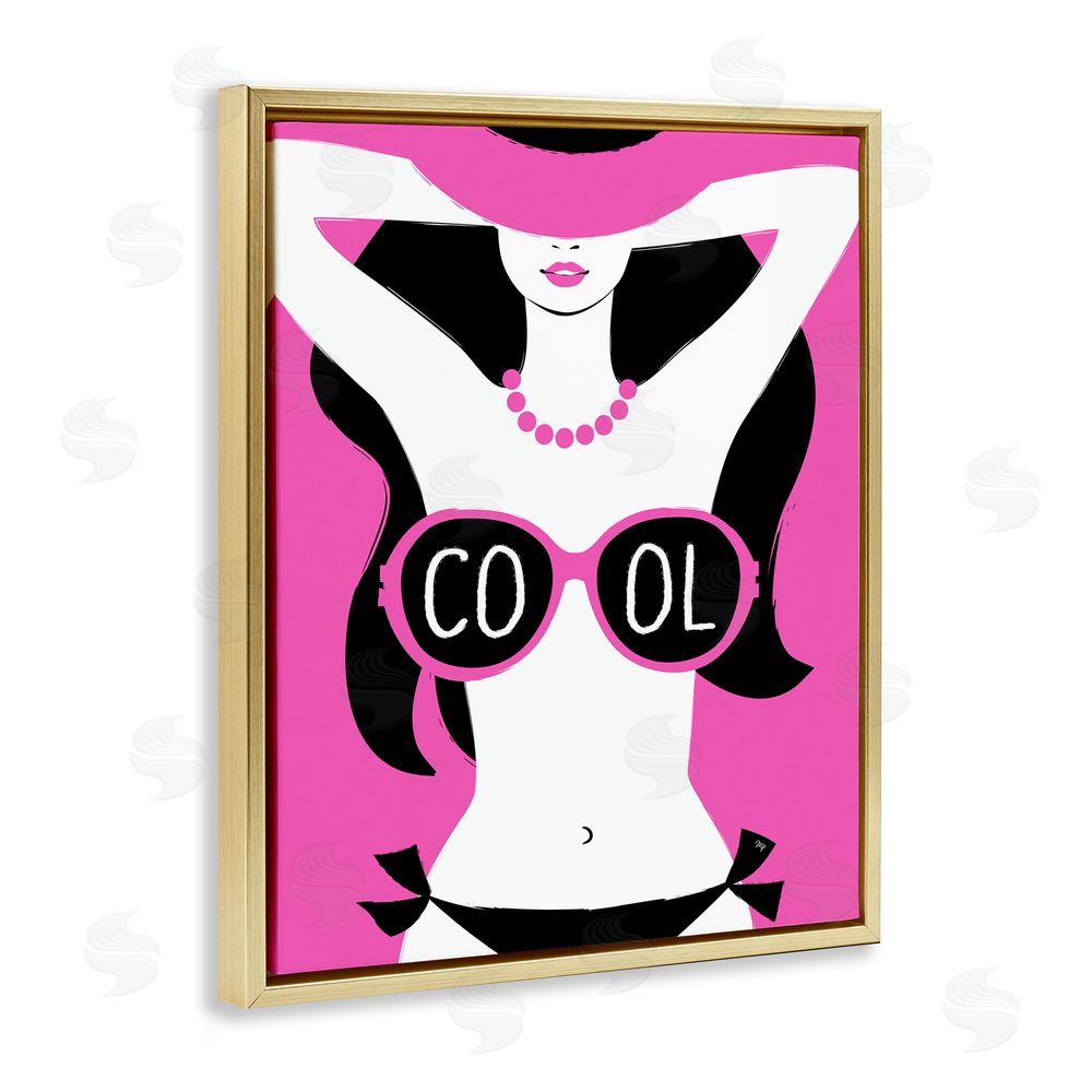 Martina Pavlova Cool Sunglasses Woman Phrase Gold Floating Frame Canvas Wall Art Print