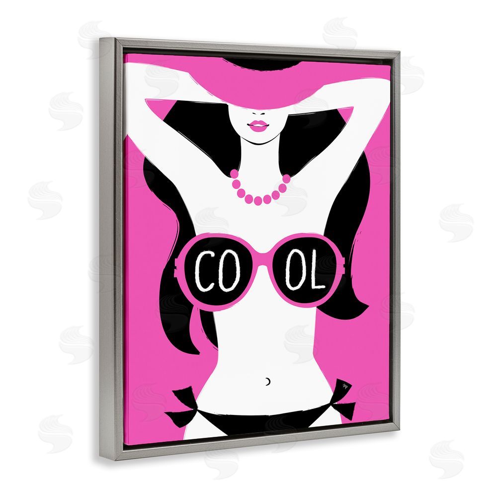 Martina Pavlova Cool Sunglasses Woman Phrase Grey Floating Frame Canvas Wall Art Print