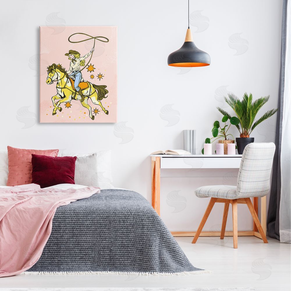 Ziwei Li Cowgirl with Lasso Canvas Wall Art Print in Room