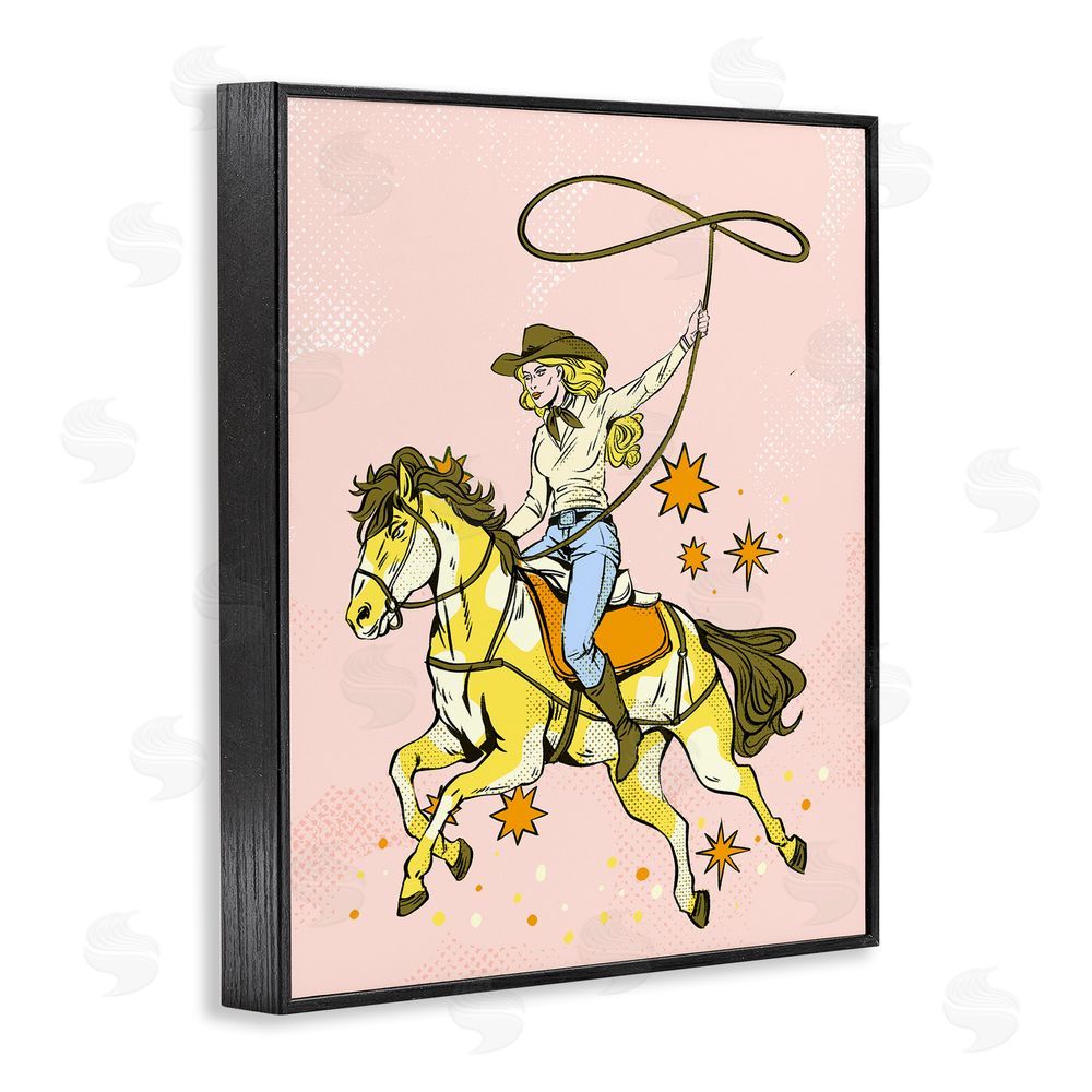 Ziwei Li Cowgirl with Lasso Black Framed Giclee Wall Art Print