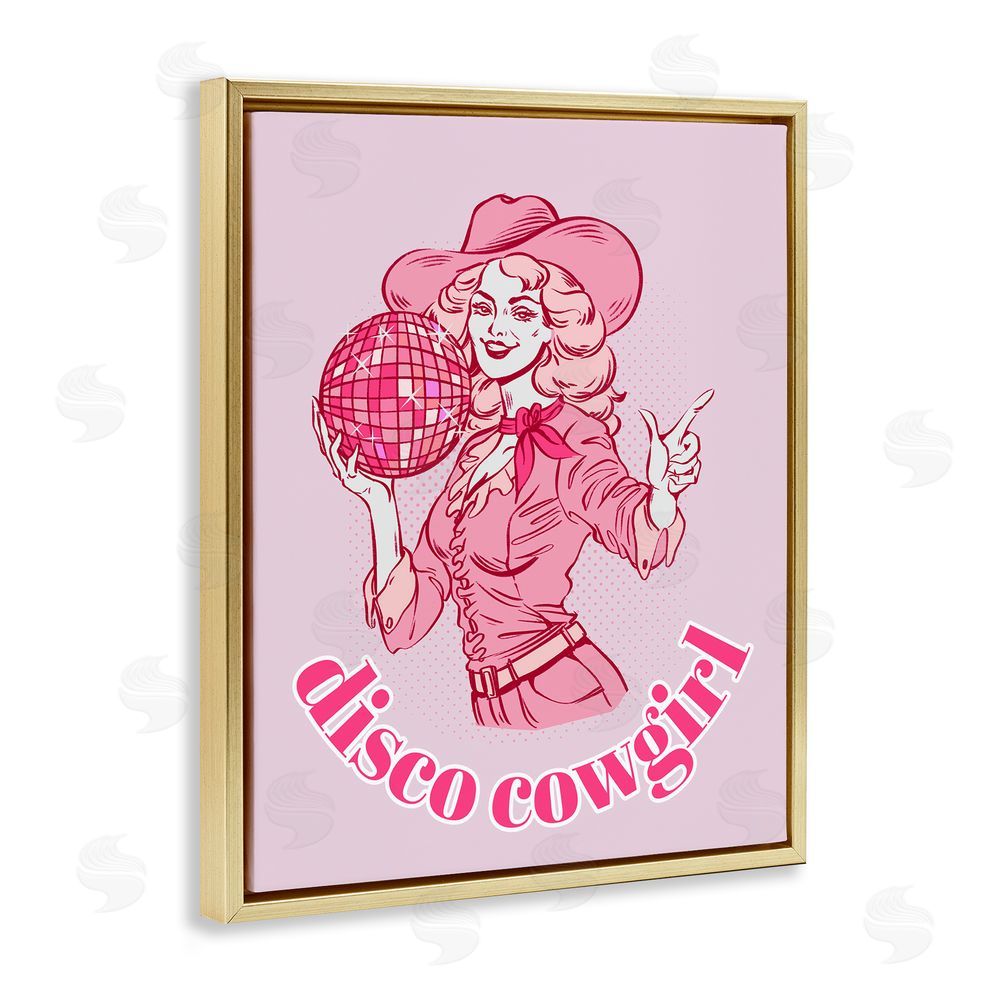 Ziwei Li Vintage Disco Cowgirl Gold Floating Frame Canvas Wall Art Print