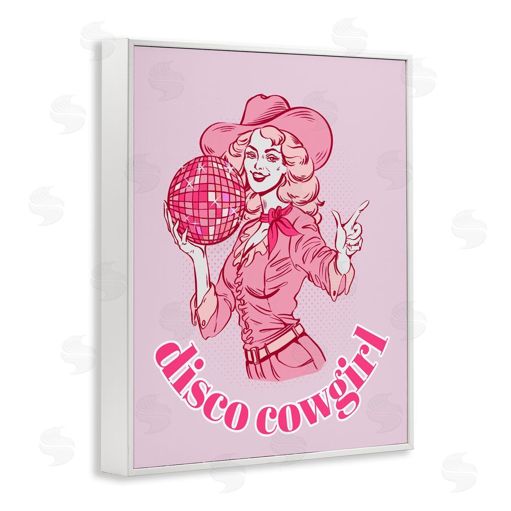 Ziwei Li Vintage Disco Cowgirl White Framed Giclee Wall Art Print