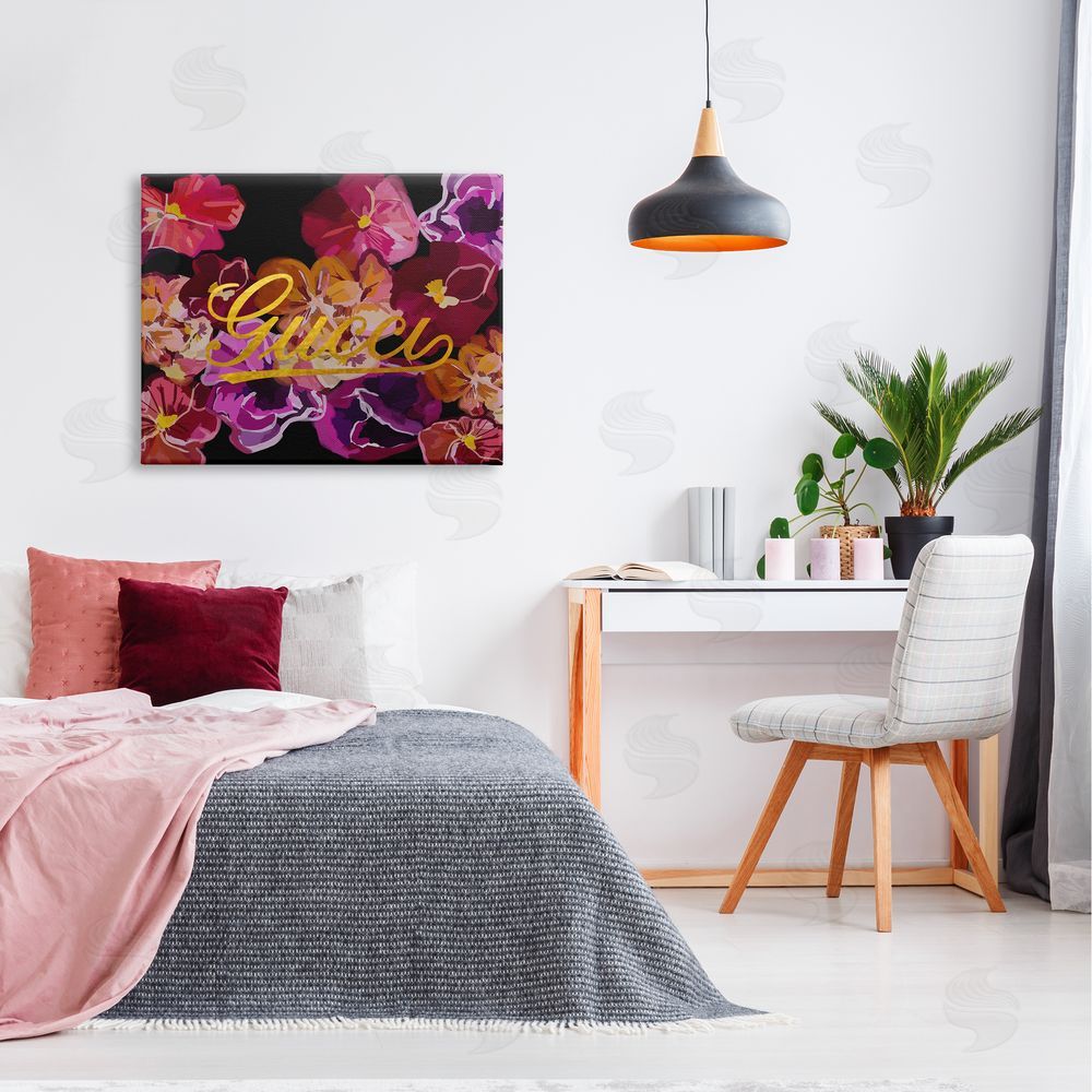 Amelia Noyes Glam Brand Flower Pattern Canvas Wall Art Print in Room