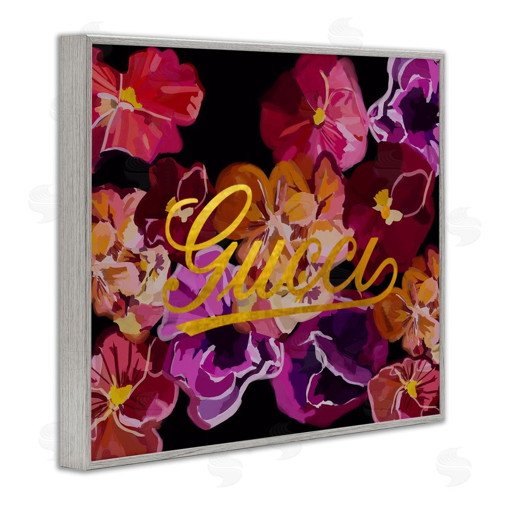 Amelia Noyes Glam Brand Flower Pattern Gray Framed Giclee Wall Art Print