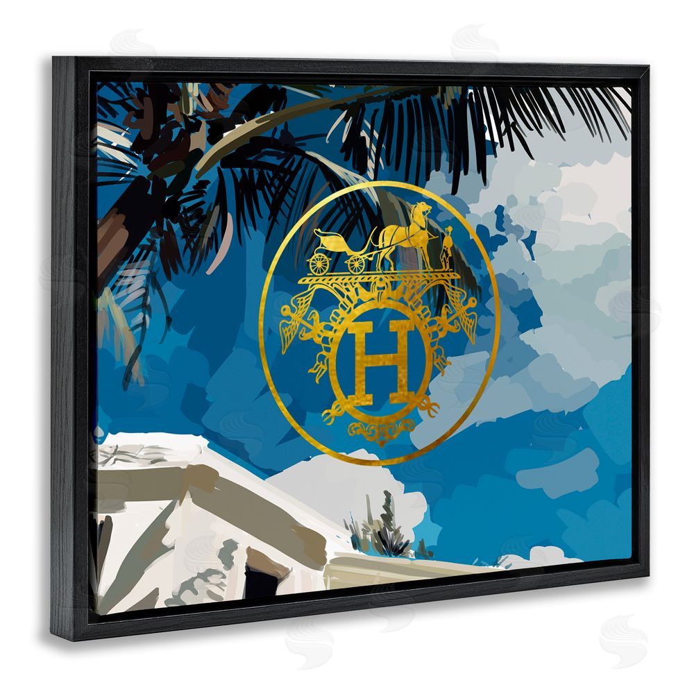 Amelia Noyes Glam Emblem Villa Black Floating Frame Canvas Wall Art Print