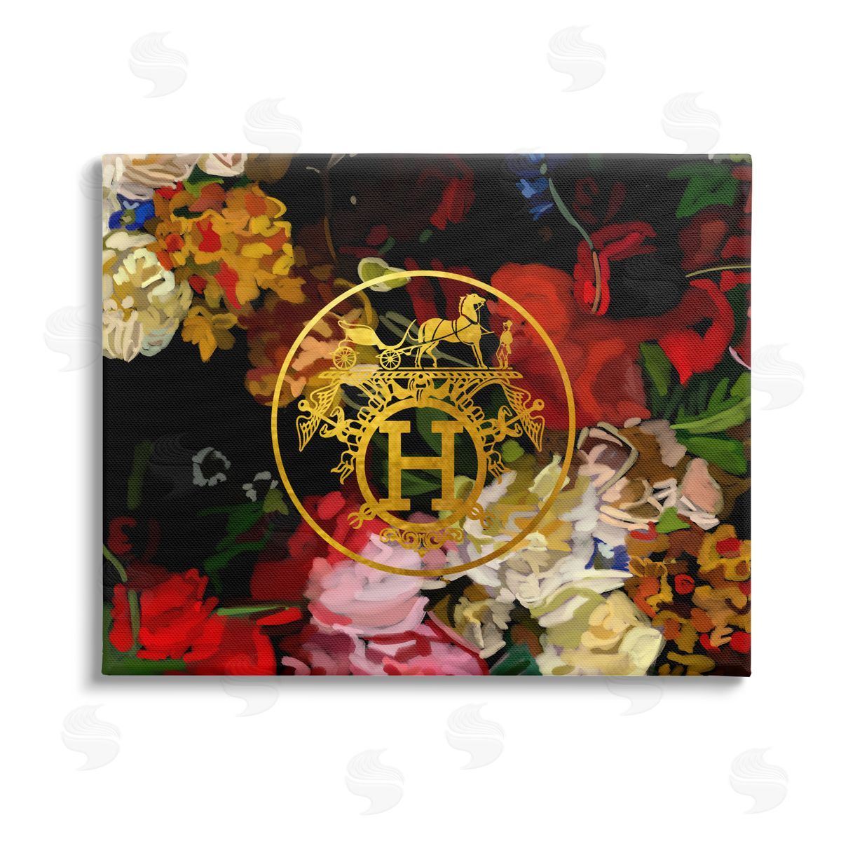 Amelia Noyes Glam Emblem Flowers Stretched Canvas Wall Art Print