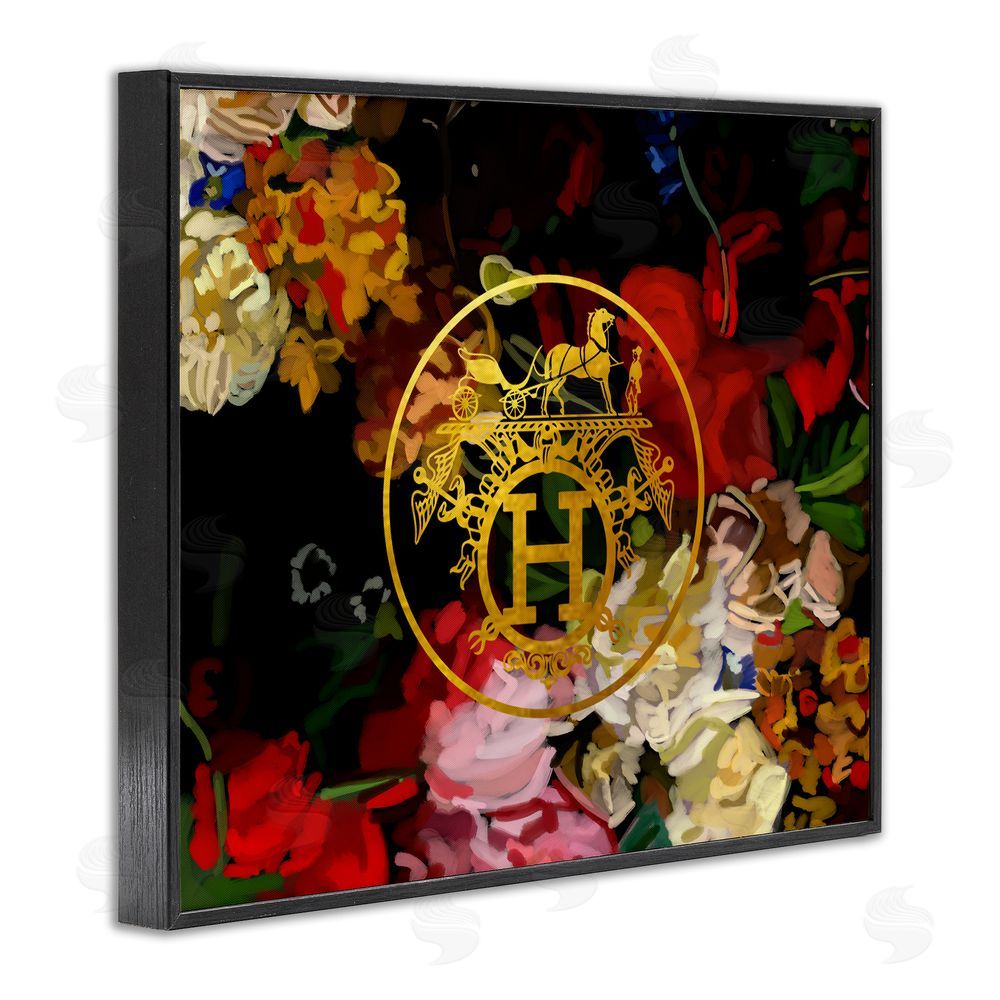 Amelia Noyes Glam Emblem Flowers Black Framed Giclee Wall Art Print