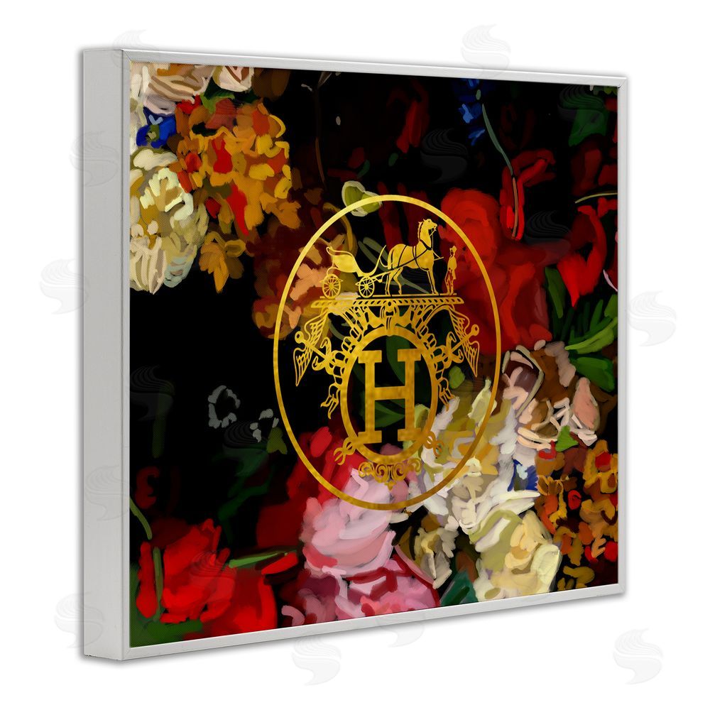 Amelia Noyes Glam Emblem Flowers White Framed Giclee Wall Art Print