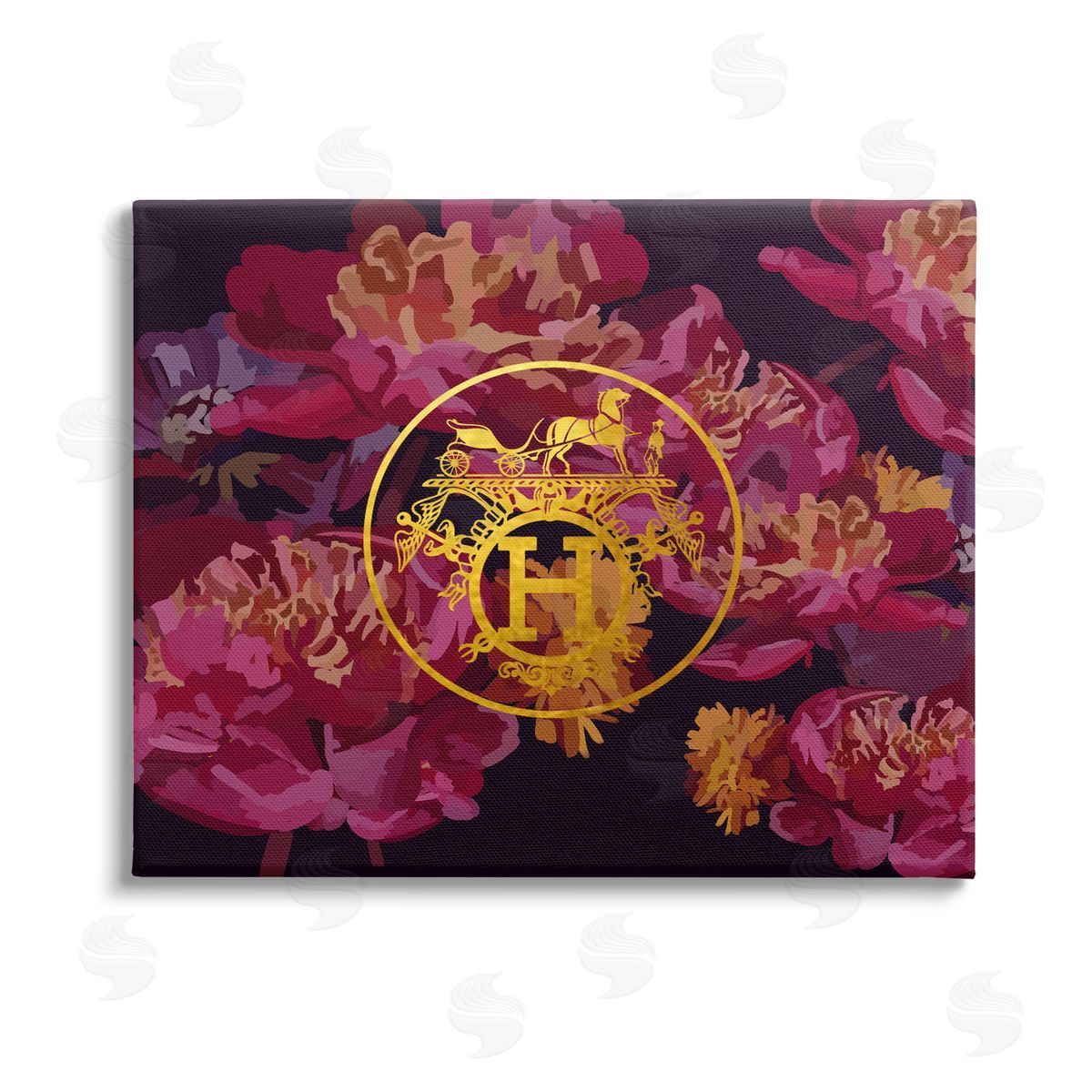 Amelia Noyes Glam Emblem Flower Pattern Stretched Canvas Wall Art Print