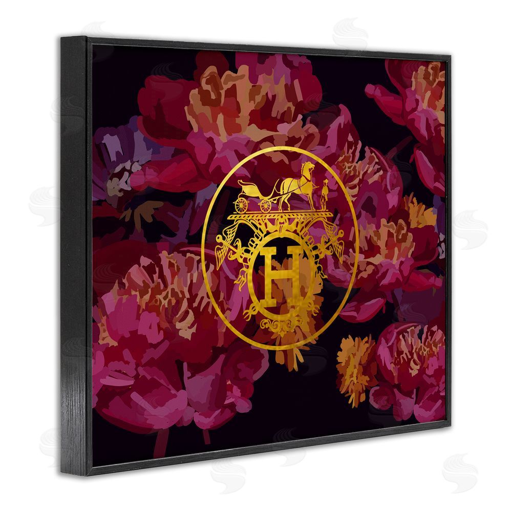 Amelia Noyes Glam Emblem Flower Pattern Black Framed Giclee Wall Art Print