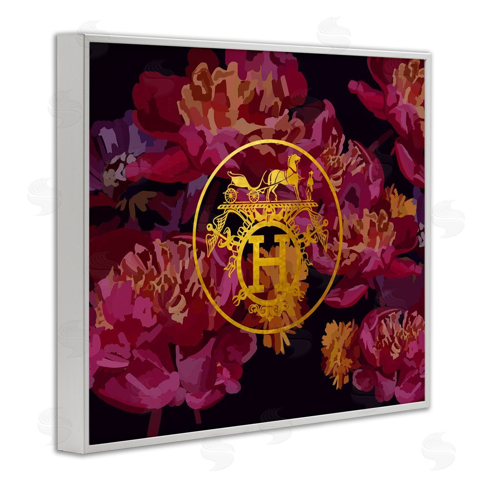 Amelia Noyes Glam Emblem Flower Pattern White Framed Giclee Wall Art Print