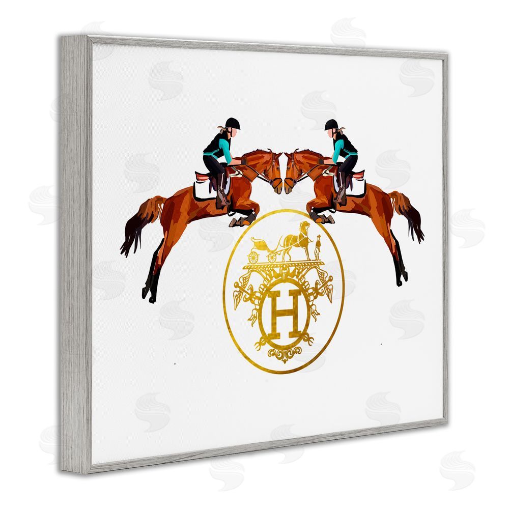 Amelia Noyes Glam Emblem Polo Jockeys Gray Framed Giclee Wall Art Print