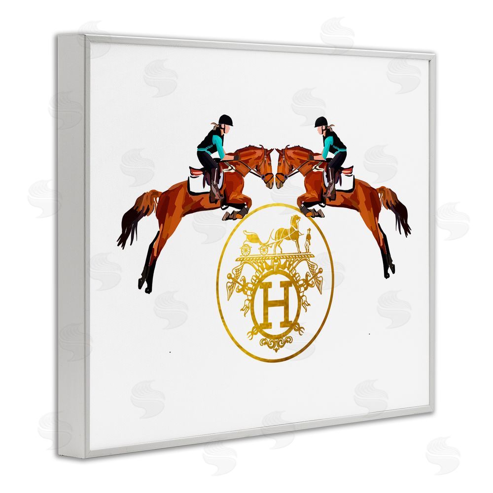 Amelia Noyes Glam Emblem Polo Jockeys White Framed Giclee Wall Art Print