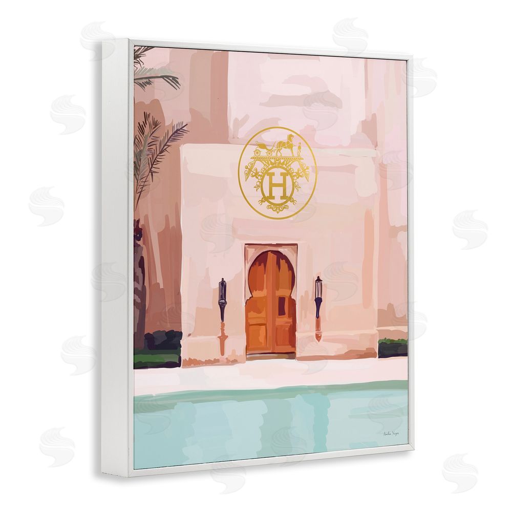 Amelia Noyes Glam Poolside Villa Scene White Framed Giclee Wall Art Print