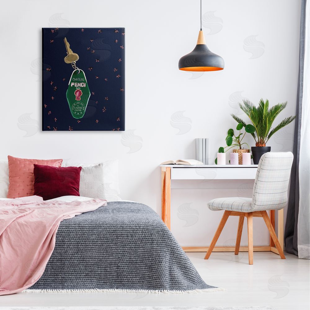 Amelia Noyes Glam Fashion Keychain Canvas Wall Art Print in Room