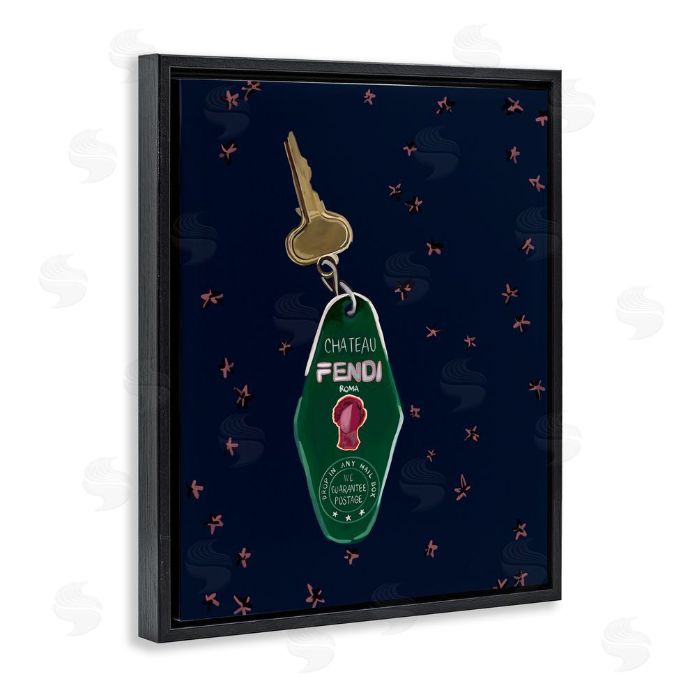 Amelia Noyes Glam Fashion Keychain Black Floating Frame Canvas Wall Art Print