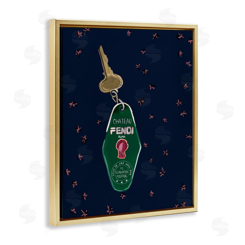 Amelia Noyes Glam Fashion Keychain Gold Floating Frame Canvas Wall Art Print