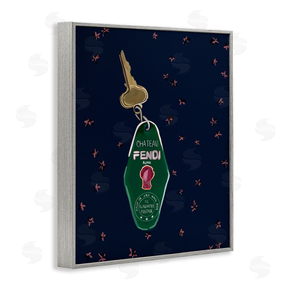 Amelia Noyes Glam Fashion Keychain Gray Framed Giclee Wall Art Print