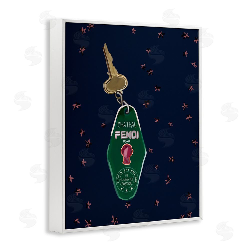 Amelia Noyes Glam Fashion Keychain White Framed Giclee Wall Art Print