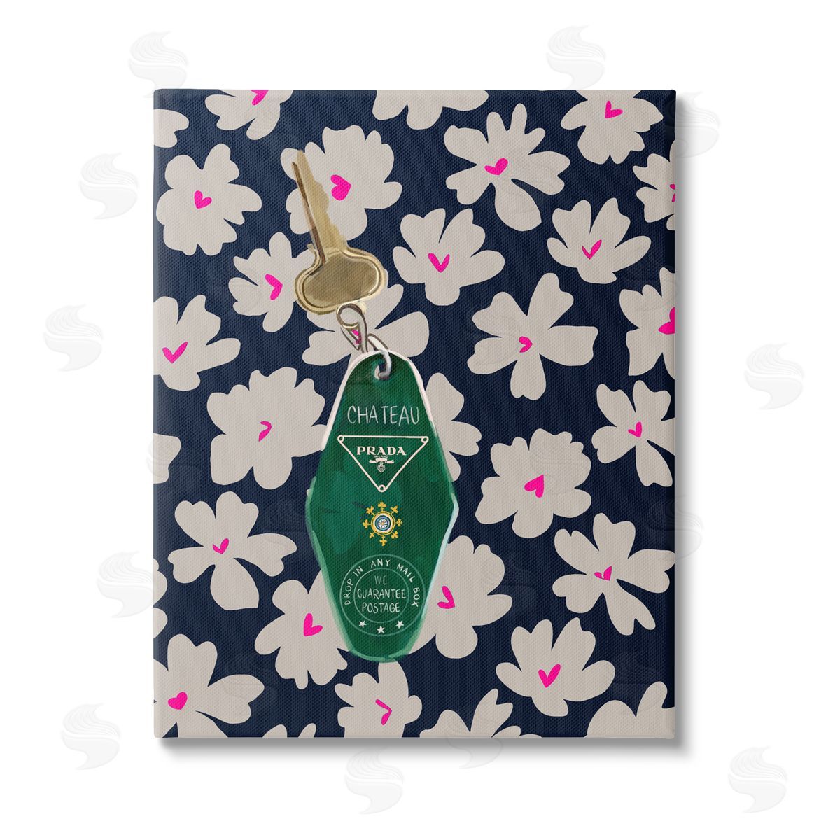 Amelia Noyes Floral Patterned Glam Key Stretched Canvas Wall Art Print